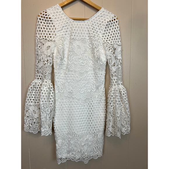 Lulus White Lace Dress Coquette Cottagecore Girly Romantic Bachelorette Small - Picture 1 of 10